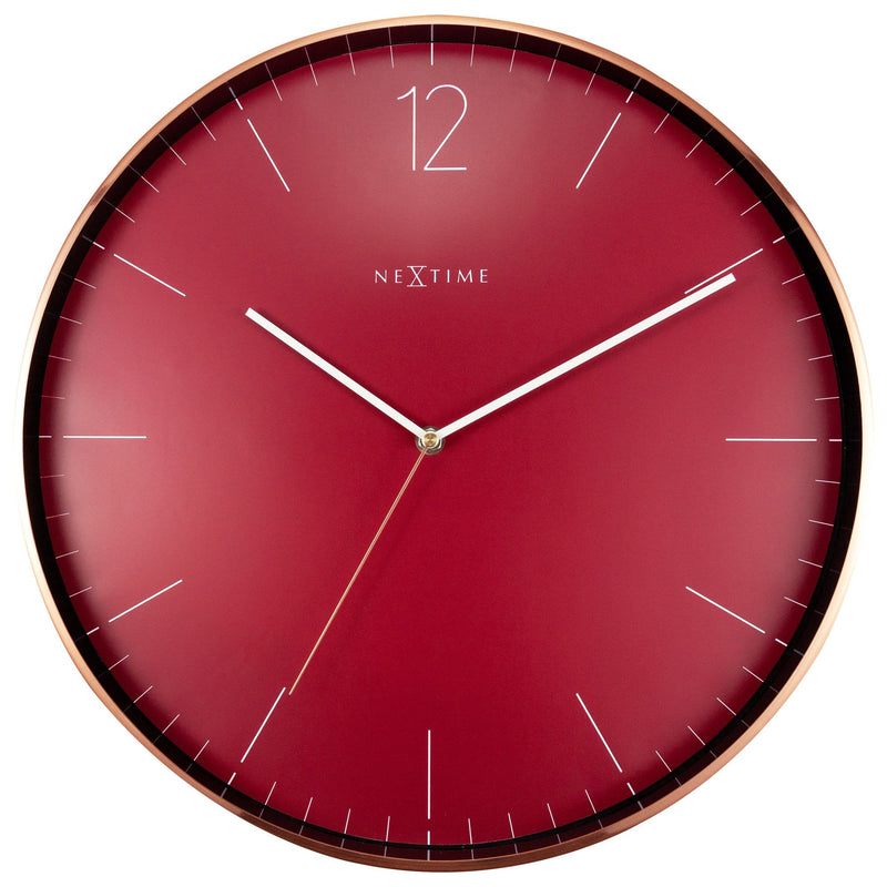 Large Wall Clock - Red  - Silent - 40cm - Metal/Glass -Essential XXL