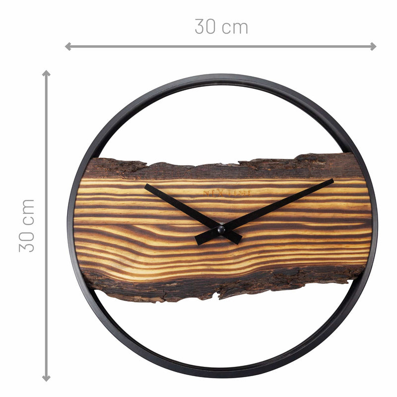 Wooden Wall Clock - Silent - 30cm - Wood/ Metal - Forest