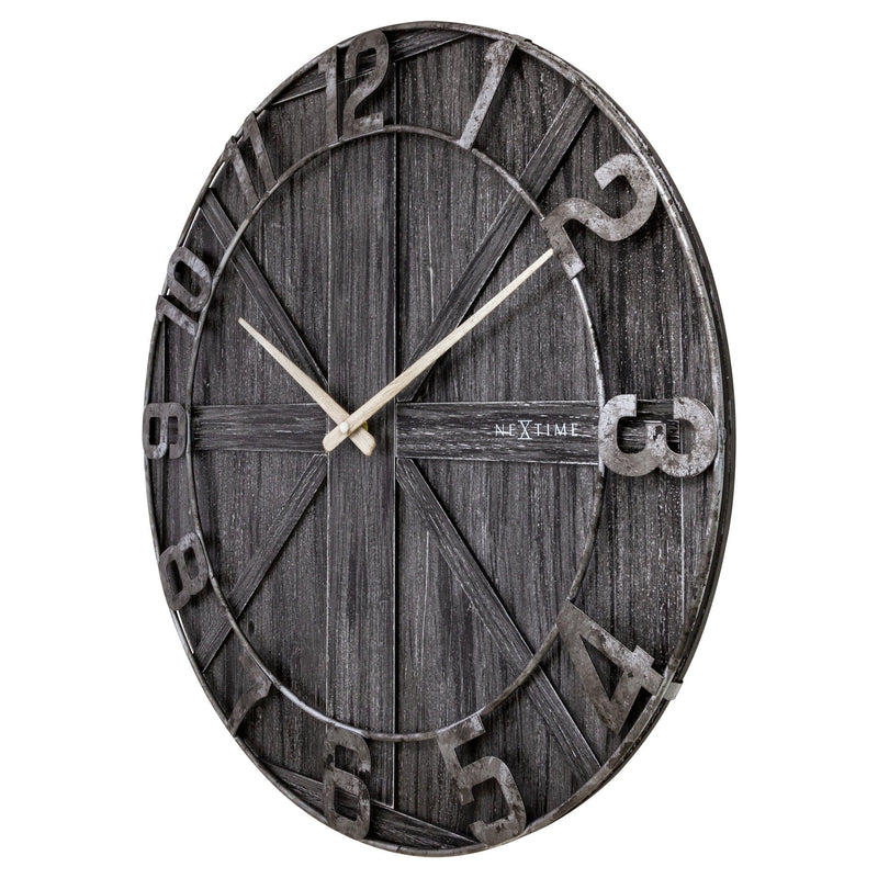 Large wall clock - 50cm - Silent - Black - Wood - Metal - "York" - NeXtime