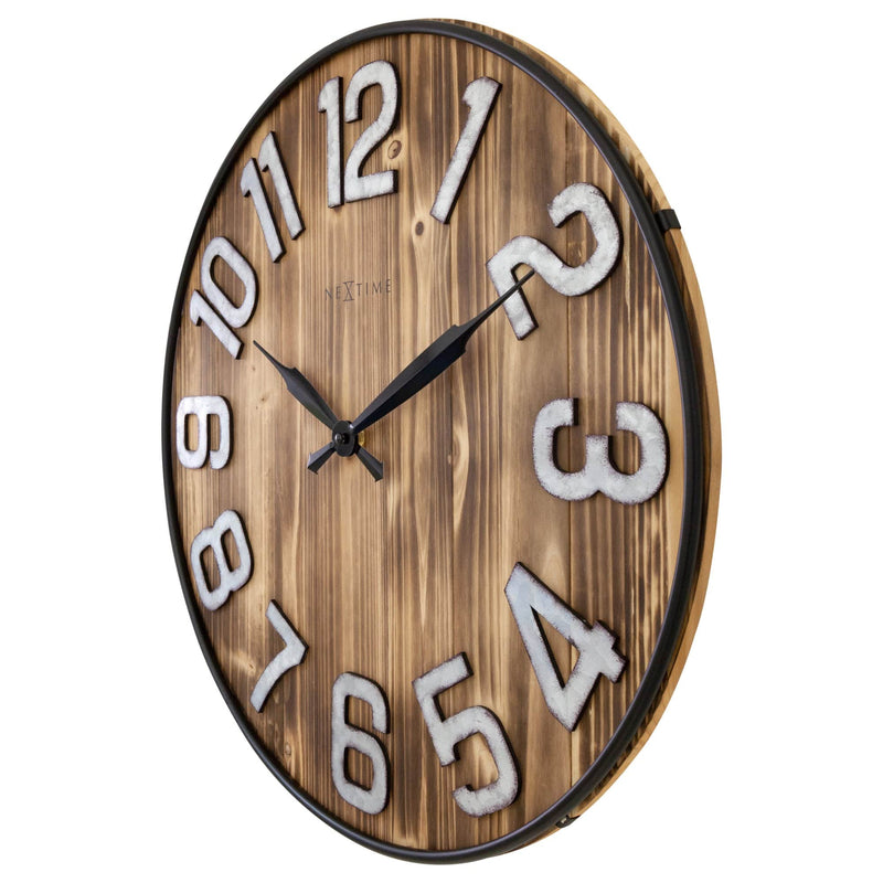 Large Wall Clock - 50cm - Silent - Wood - Metal - "Aberdeen"