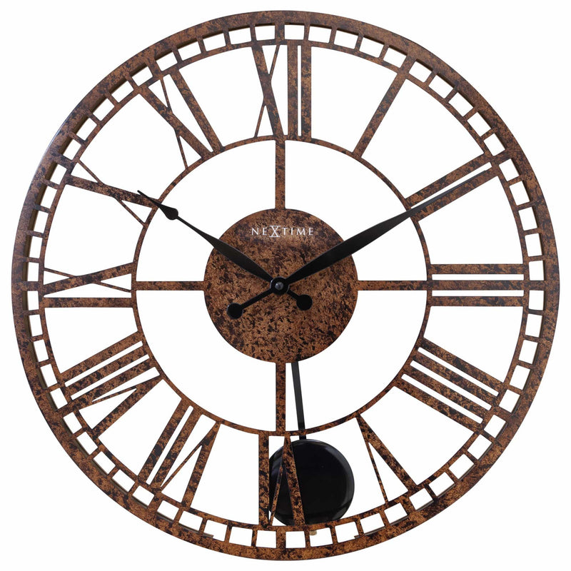 Large Pendulum Wall Clock - 50cm -  Brown - Metal - "London" - NeXtime