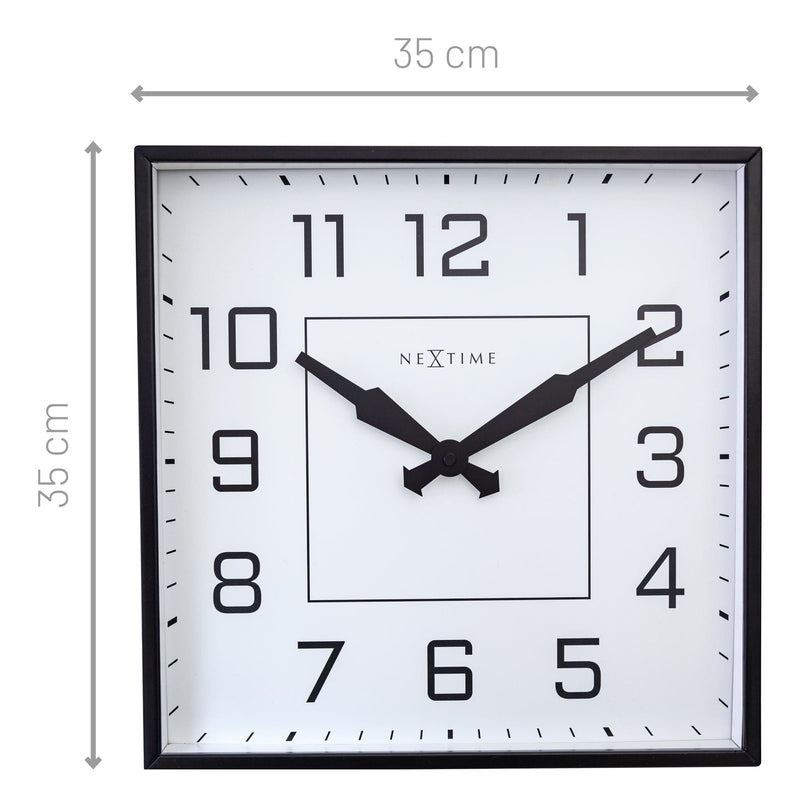 Horloge murale 35x35cm-Silencieux-Arabe-Métal- "Be Square"