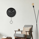 Wall clock 35x60x5cm - Pendulum - Black-Metal - "Loop"