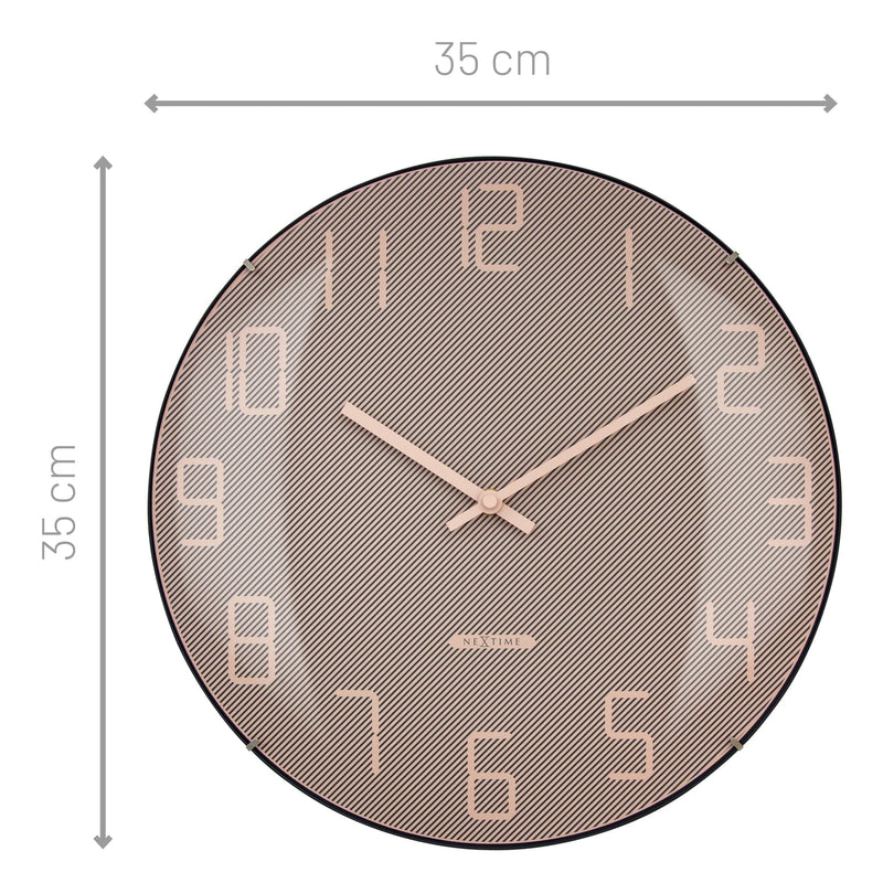 Wall Clock 35cm Domed Glass Lens - Silent - Glass -"Shade"