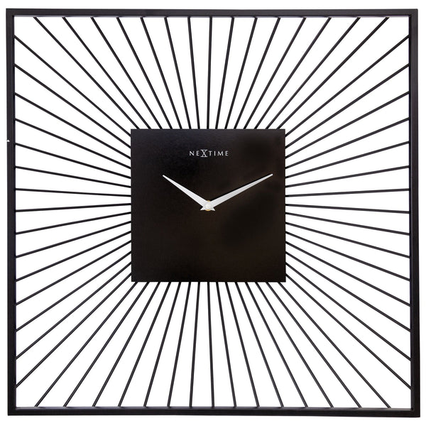 Horloge murale 45x45x15cm - Silencieuse - Noir - Métal - "Vasco Square"