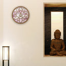 Wall clock 40cm - Silent - Pink - Wood - "Lotus"