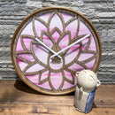 Wall clock 40cm - Silent - Pink - Wood - "Lotus"