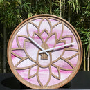 Wall clock 40cm - Silent - Pink - Wood - "Lotus"