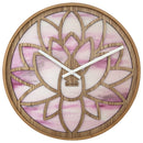 Wanduhr 40cm - Lautlos - Rosa - Holz - "Lotus"