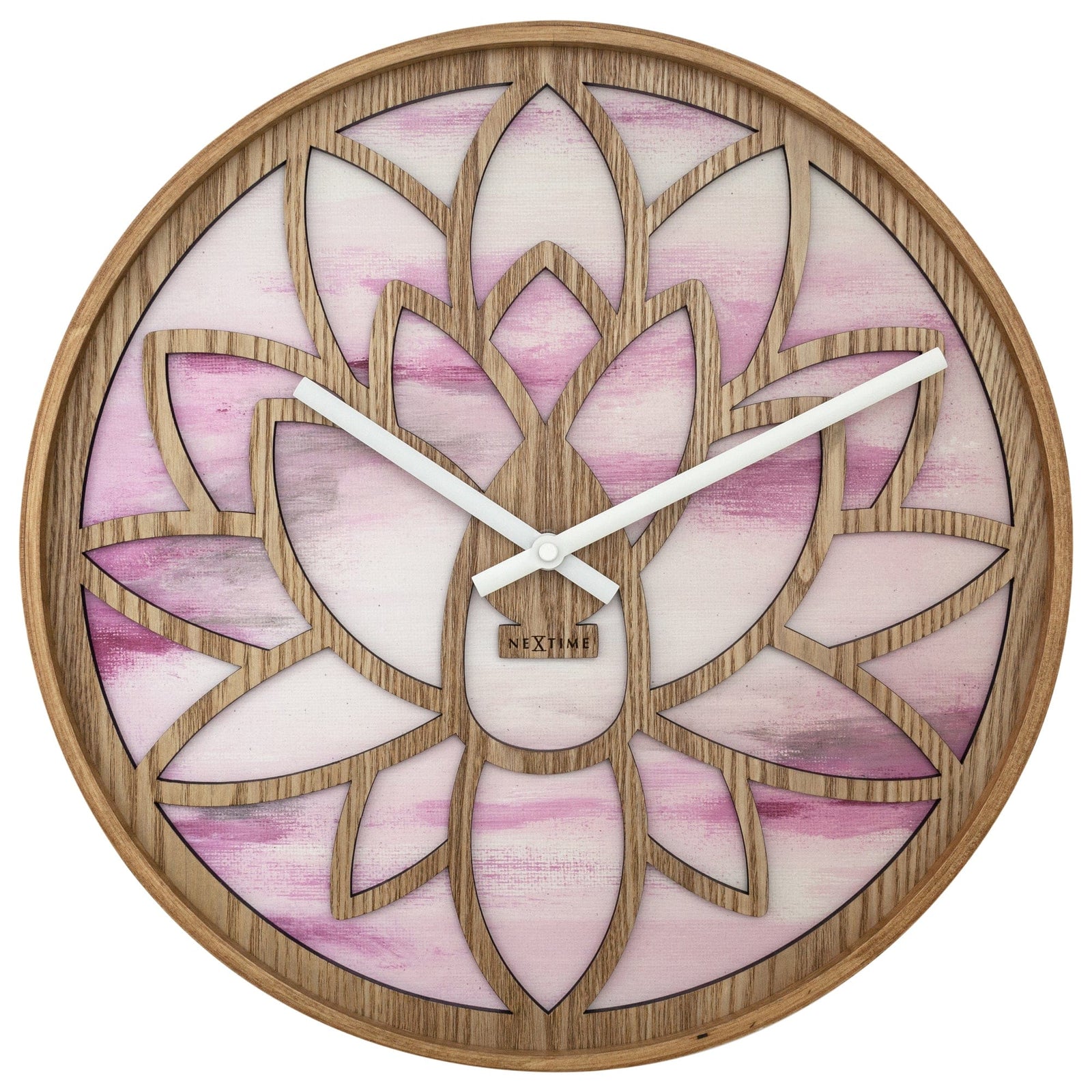 Wall clock 40cm - Silent - Pink - Wood - 