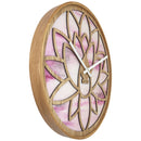 Wall clock 40cm - Silent - Pink - Wood - "Lotus"