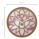 Wall clock 40cm - Silent - Pink - Wood - "Lotus"