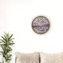 Wall clock 40cm - Silent - Purple - Wood - "Yogi"