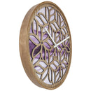 Horloge murale 40cm - Silencieuse - Violet - Bois - "Yogi"