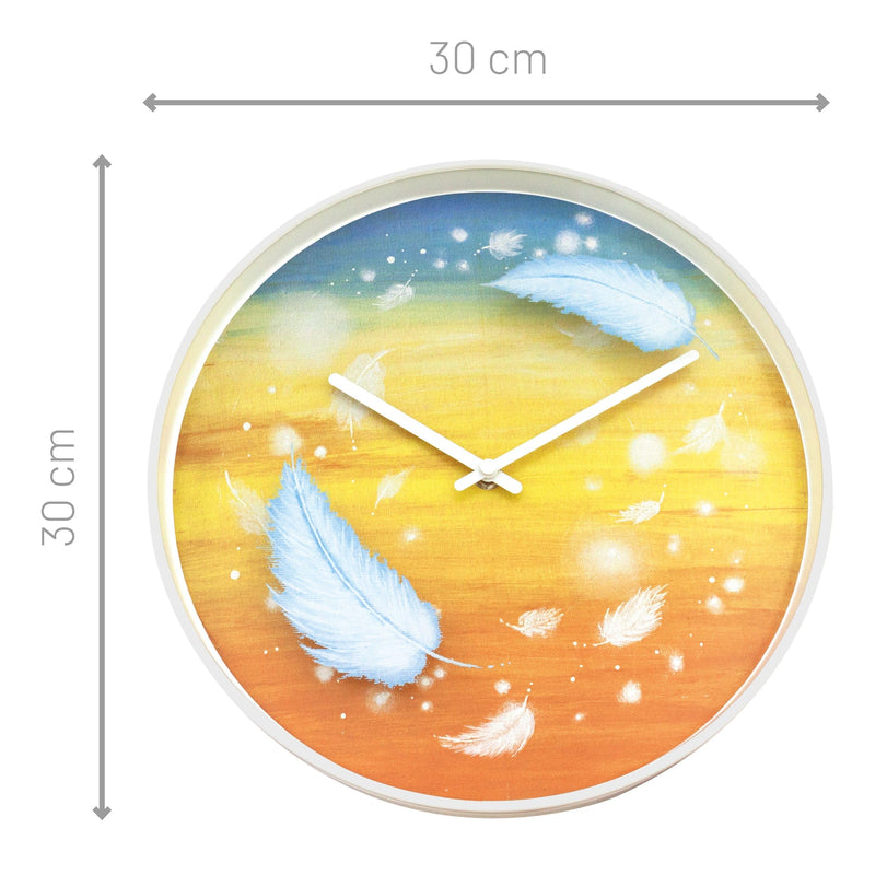 Horloge murale 30cm - Silencieuse - Multicolore - Plastique - "Feathers"
