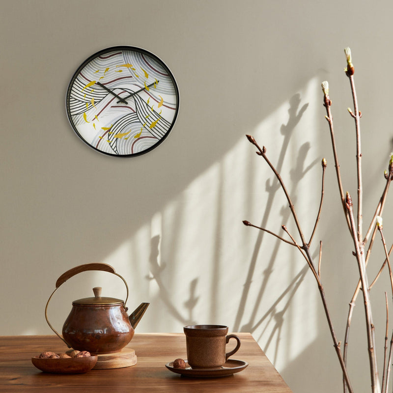 Wall clock 30cm - Silent - Grey - Plastic - "Koi"