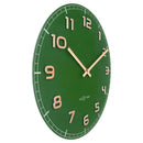 Horloge murale 40cm - Silencieuse - Vert - Verre/Aluminium - "Classy Medium"