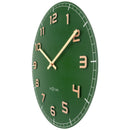 Wall clock 40cm - Silent - Green - Glass/Aluminium - "Classy Medium"