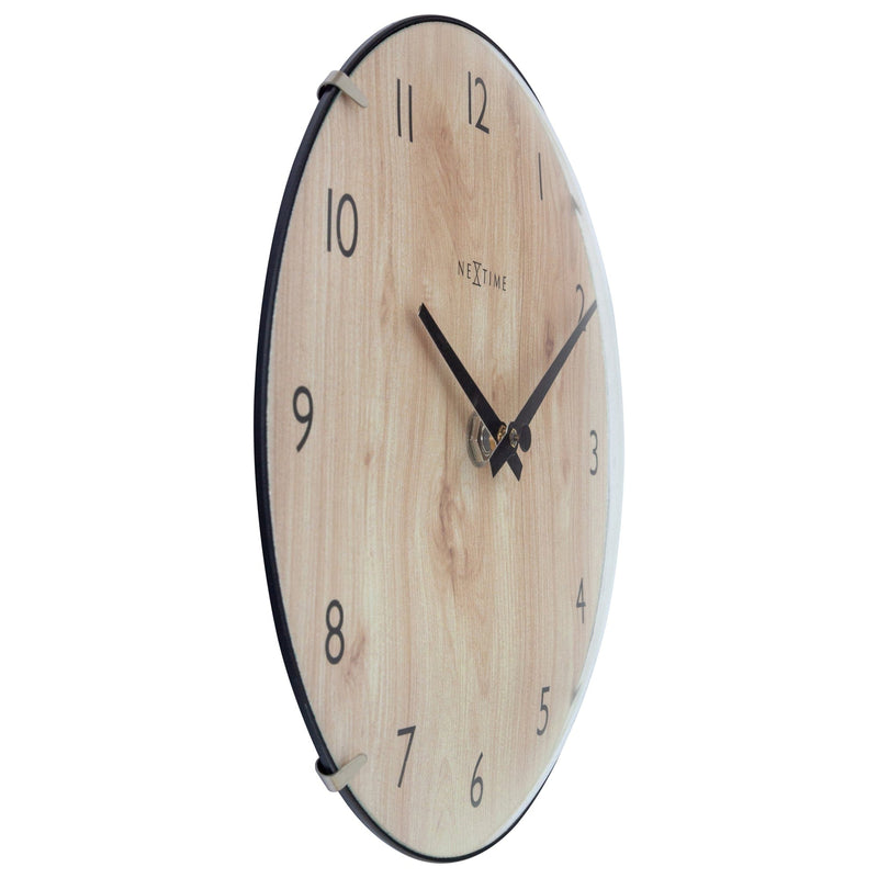 Table/Wall clock 20cm - Domed glass lens - Silent - Light Wood color - Glass - "Edge Wood Mini"