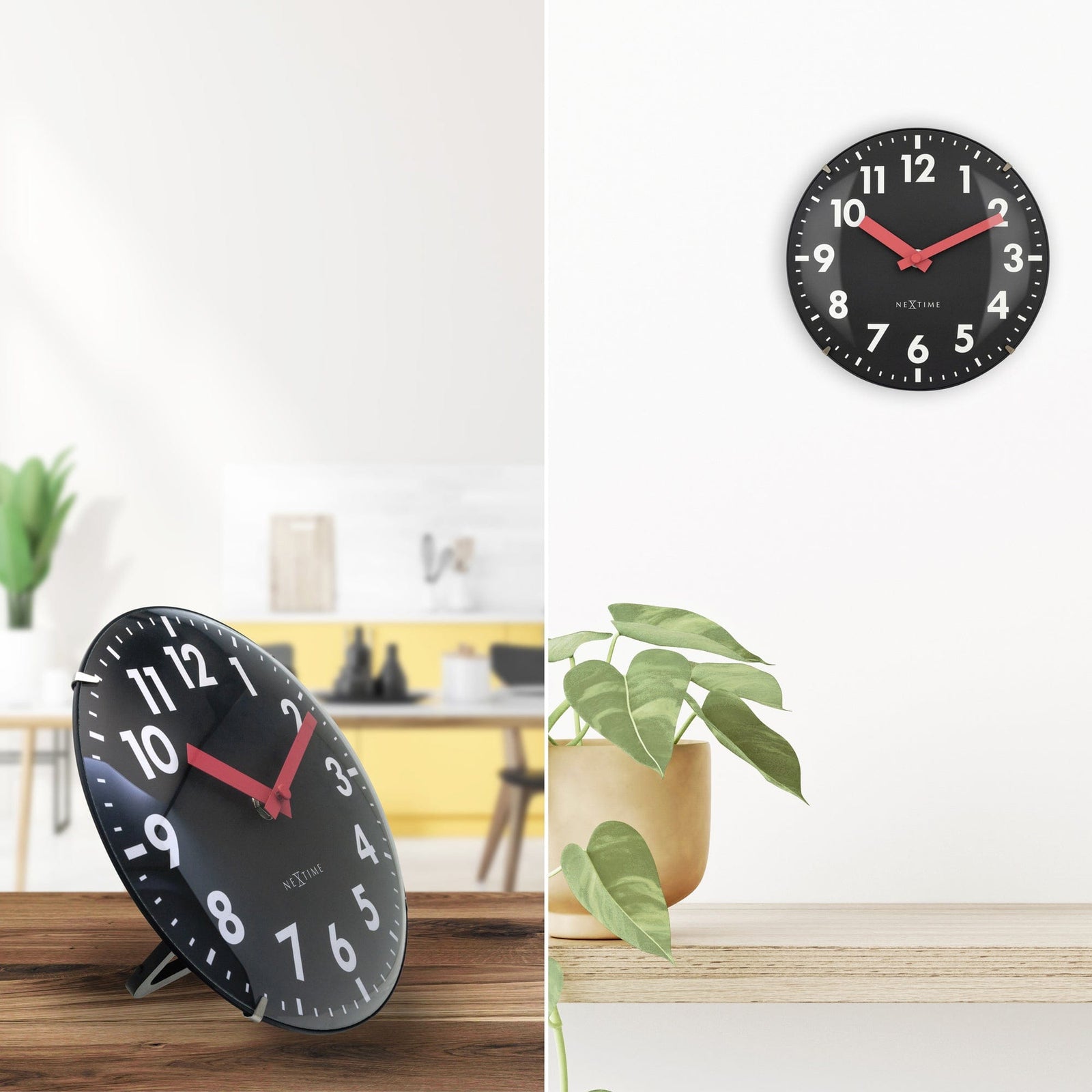 NeXtime Wall clock/ Table clock 20 cm Glass Dome Shaped Glass White 'Big Stripe Mini Dome'