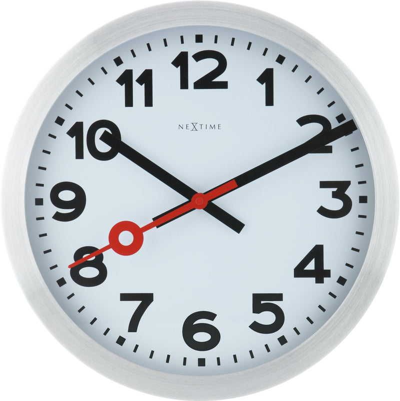 Front Picture 3999AR,Station,Wall clock,Silent,Aluminium,White,