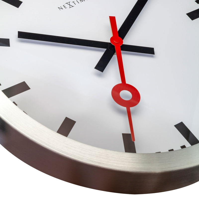 Horloge murale/horloge de table - 19 cm - aluminium - brossé - 'Station Stripe'