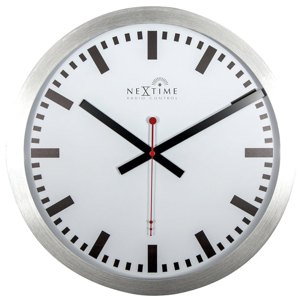 NeXtime - Wall clock - 35 cm -Aluminum - White - 'Station Radio