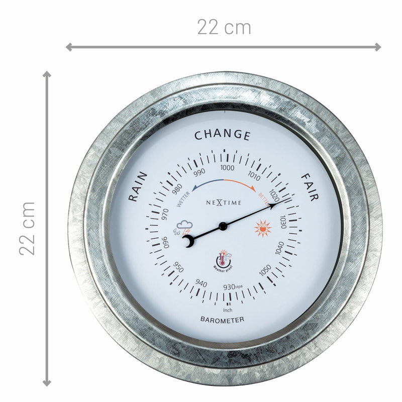Wetterfestes Barometer - 22cm - Metall - Galvanized  Orchid