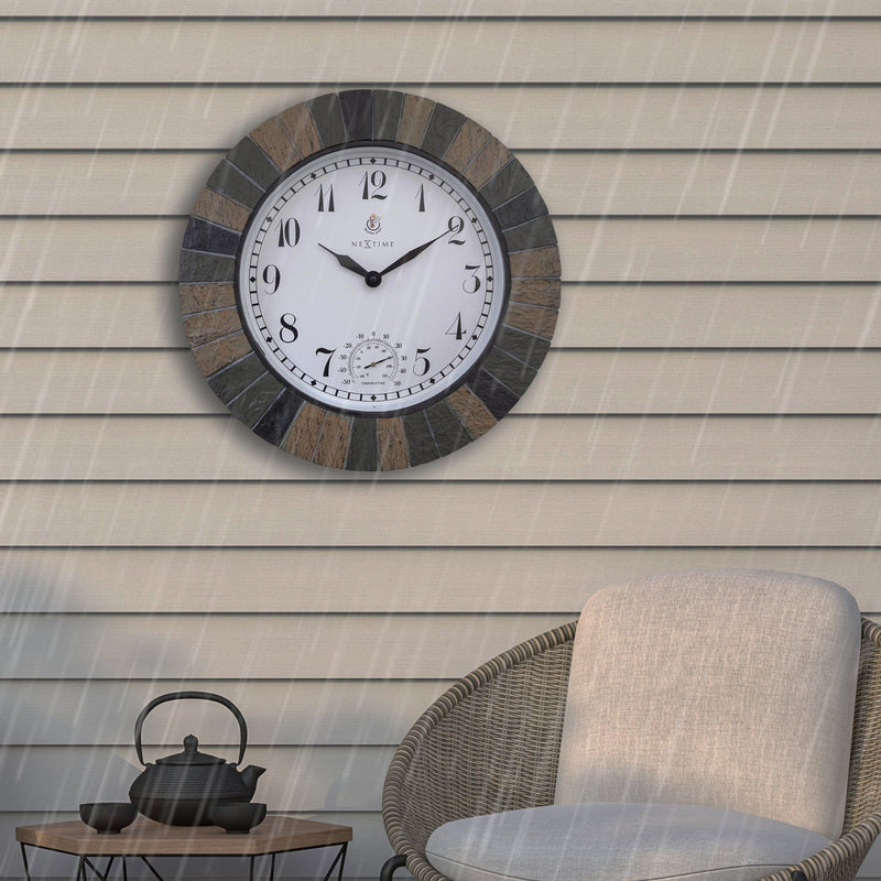 Niet-tikkende analoge buitenklok met thermometer en hygrometer inclusief waterdicht frame voor gebruik in tuinen, terrassen en veranda's (geel Niet-tikkende analoge buitenklok met thermometer en hygrometer inclusief waterdicht frame voor gebruik in tuinen, terrassen en veranda's (geel