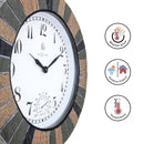 Horloge d'extérieur résistante aux intempéries - avec thermomètre - 43,5 cm - Polyrésine - Aster Large