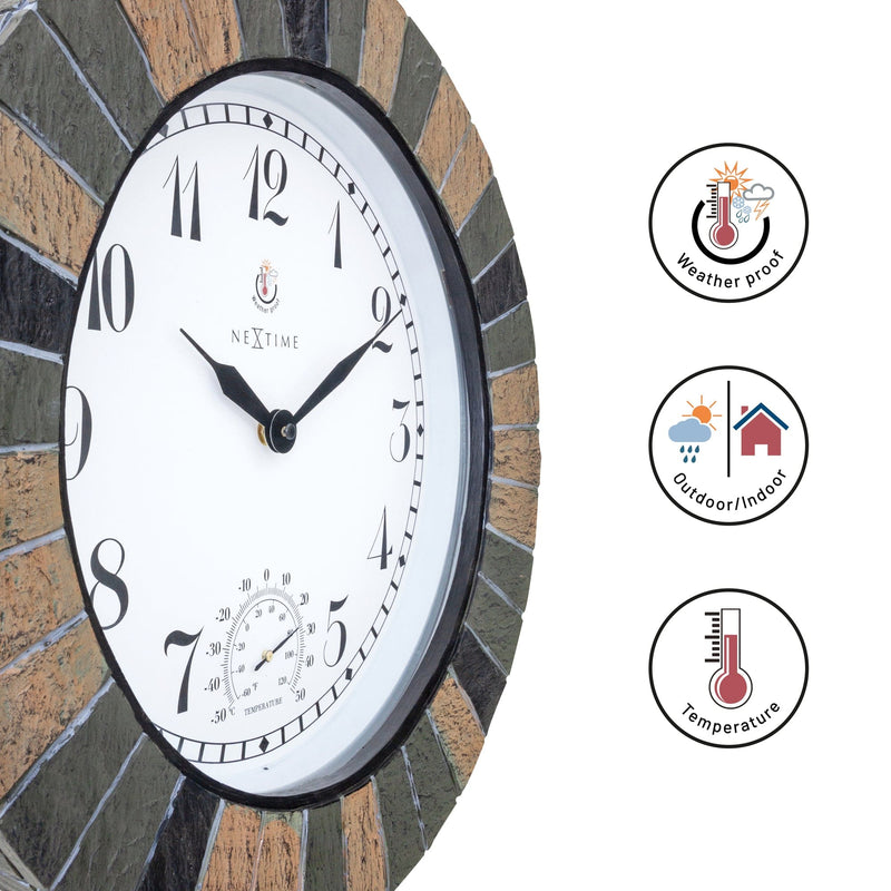 Weatherproof Outdoor clock - with thermometer - 43.5 cm - Polyresin - Aster Large
