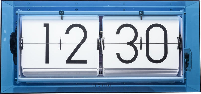 NeXtime - Table clock - 36 cm - Acrylic -Flip Clock- Blue -'Big