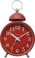 Front Picture 5213RO,Single Bell,Alarm clock,Silent,Metal,Red,#color_red