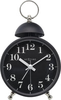 Front Picture 5213ZW,Single Bell,Alarm clock,Silent,Metal,Black,#color_black