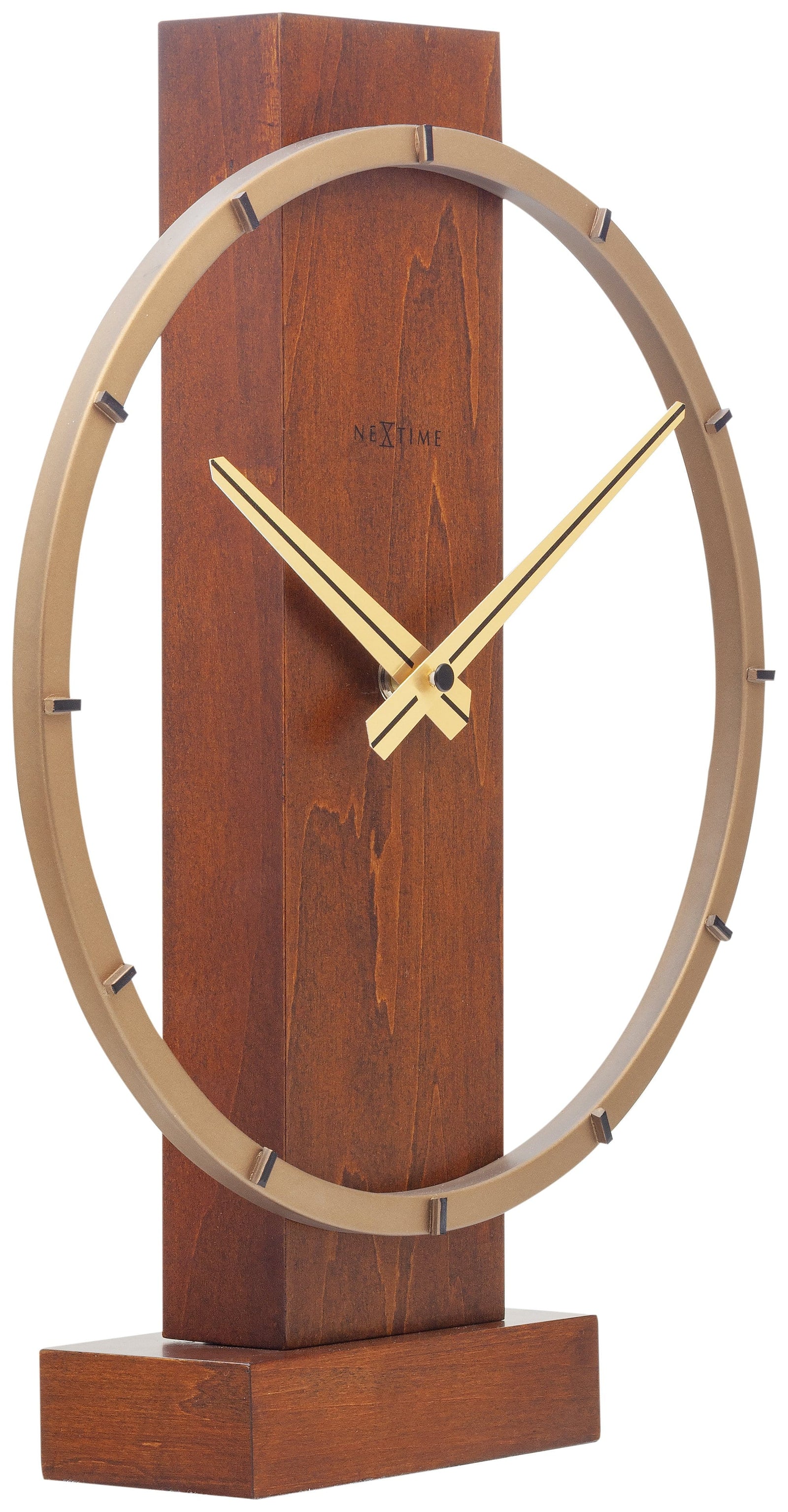 NeXtime Table / Wall clock 34 x 27 cm Wood/Steel Brown 'Carl