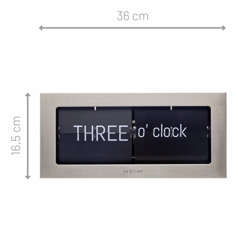 Flip Clock - Horloge de table ou murale - Métal - 36x16x8,5cm - Big Flip Text