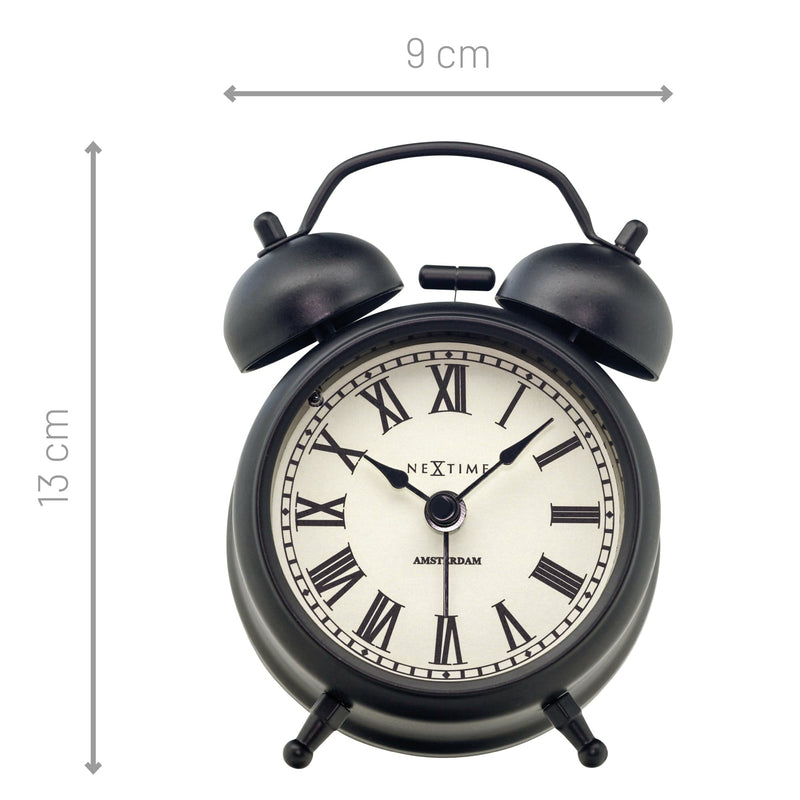 Table Alarm Clock 9x13x5cm - Silent - Light function - Metal "Table Amsterdam Small"