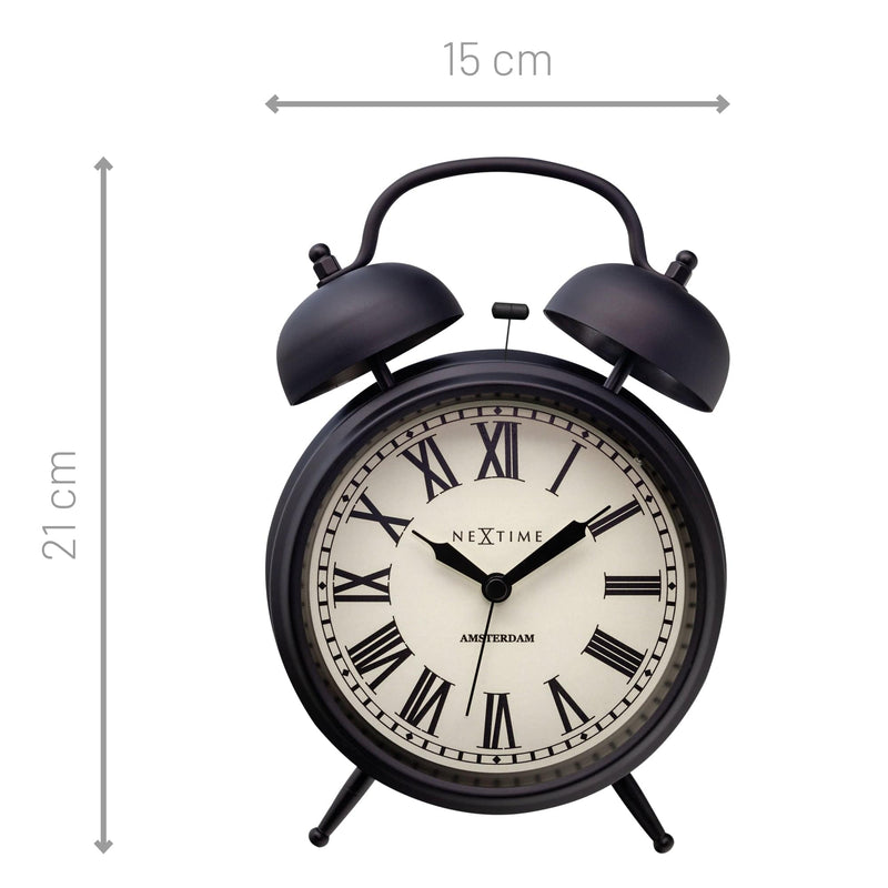 Table Alarm Clock 15x21x7cm - Silent - Light function - Metal "Table Amsterdam"