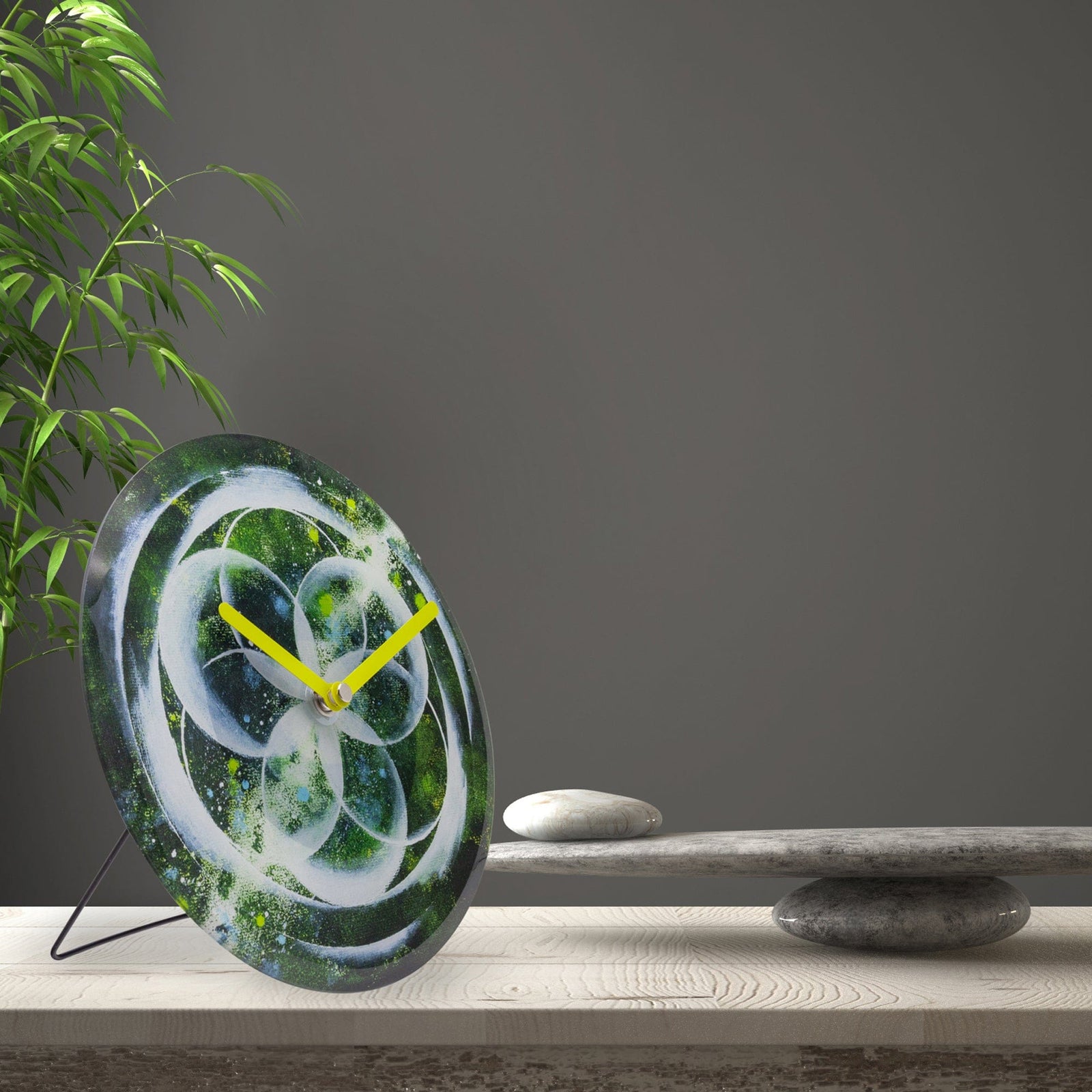 Table/Wall clock 20cm - Silent - Green - Tempered Glass - 