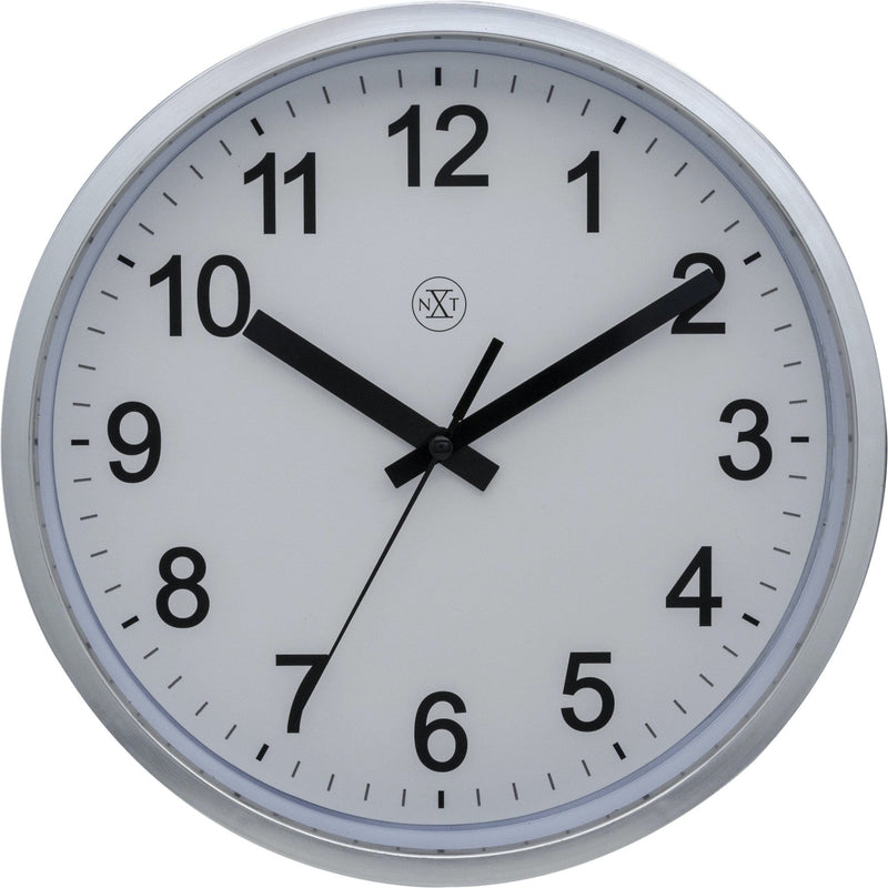 Front Picture 7307ZI,Robust,Wall Clock,Step,Plastic,Brushed Shinny Silver,