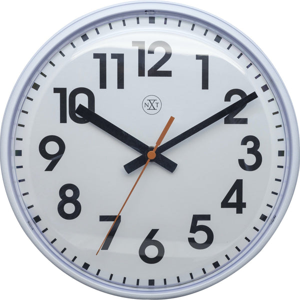 nXt - Wall clock - 26cm - Plastic - White - 'Peter'