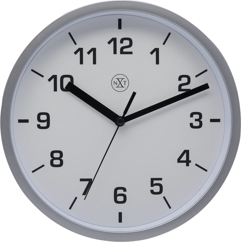 Front Picture 7321ZI,Easy Small,Wall Clock,Step,Plastic,Silver,