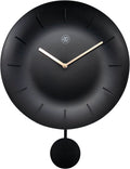 Front Picture 7339ZW,Bowl,Wall Clock,Pendulum,Plastic,Black,#color_black