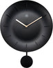 Front Picture 7339ZW,Bowl,Wall Clock,Pendulum,Plastic,Black,#color_black