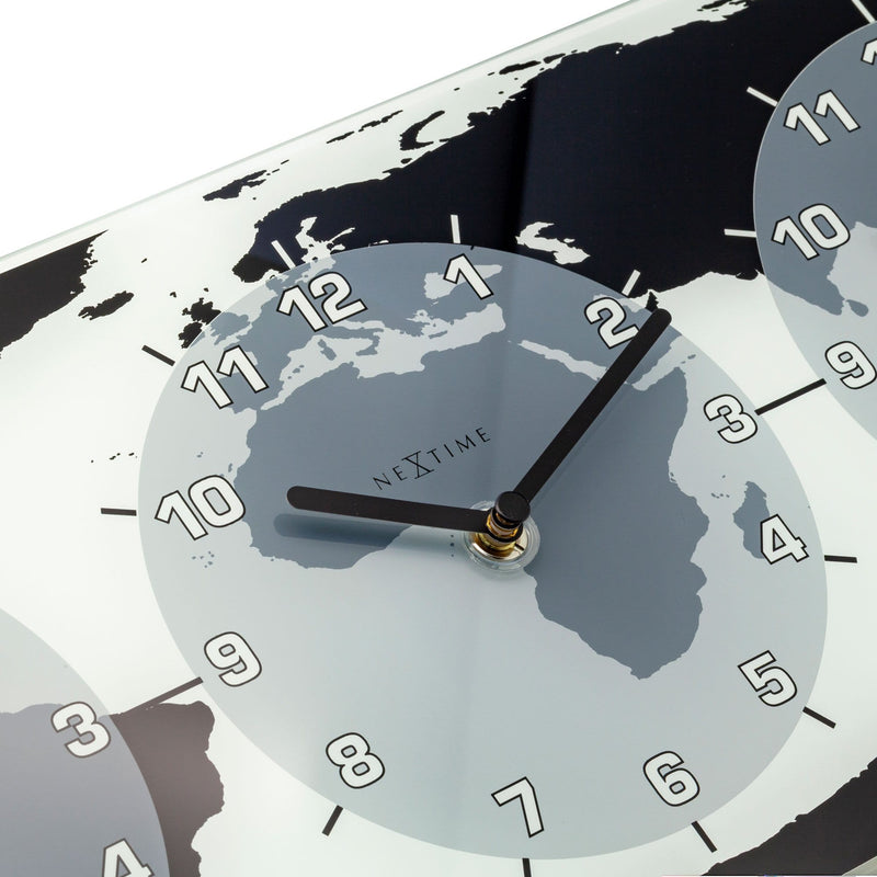 Horloge murale - 50 x 18,6 x 3,6 cm - Verre - Horloge mondiale - 'Mondial'