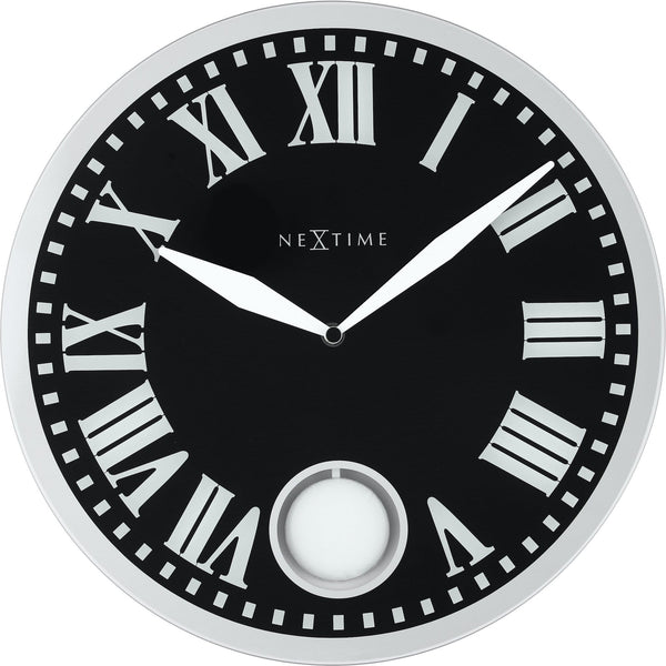 Front Picture 8161,Romana,Wall clock,Pendulum,Glass,Black,#color_black